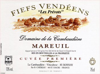 Mareuil Cuvée Eole 2015 Fiefs Vendéens Chéreau Carré